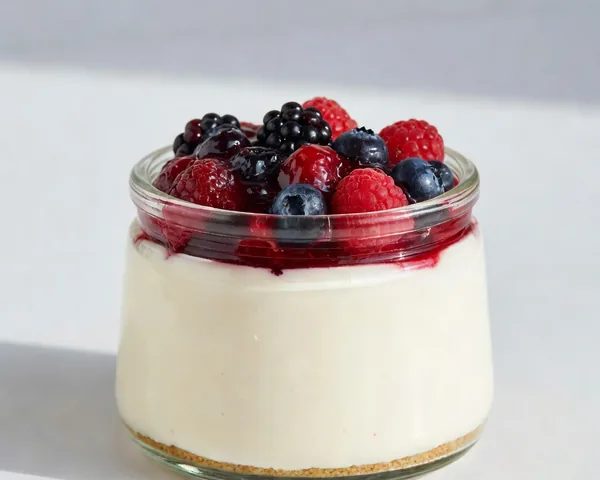 Protein-Käsekuchen im Glas mit Beeren