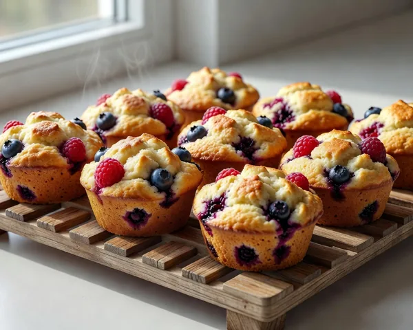 Frisch gebackene Protein-Muffins mit Beeren