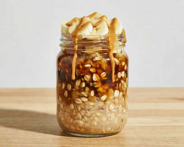 Iced-Coffee Protein Overnight Oats im Glas mit Banane