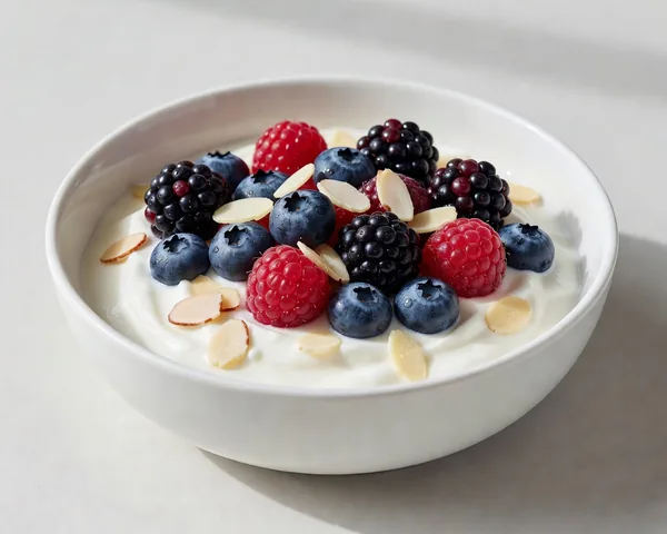 Skyr-Beeren-Bowl mit frischen Beeren und Mandeln